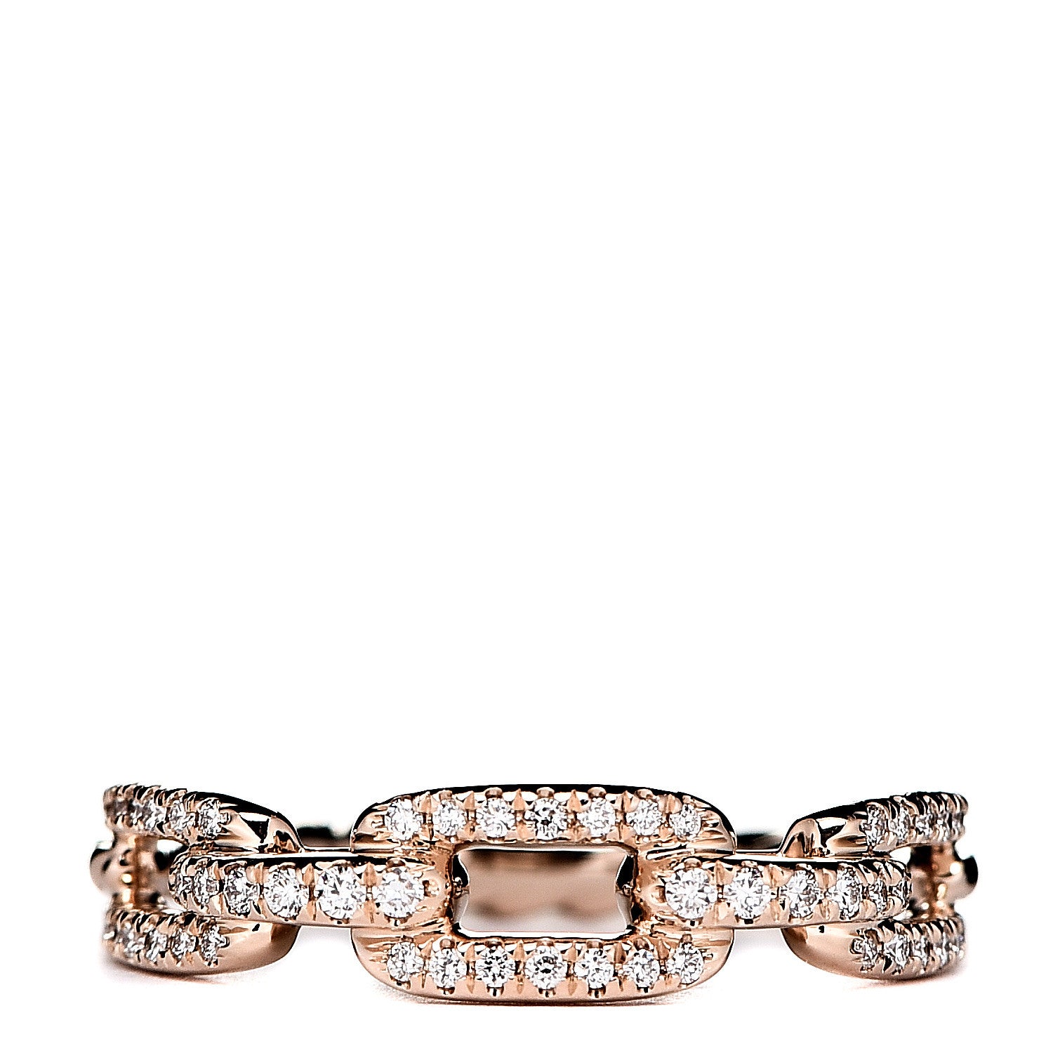 David Yurman 18K Rose Gold Diamond 4.5mm Stax Single Row Chain Link Ring 51 5.75 1 of 3