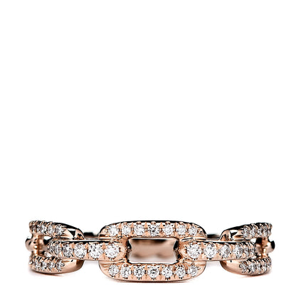 David Yurman 18K Rose Gold Diamond 4.5mm Stax Single Row Chain Link Ring 51 5.75 1 of 3