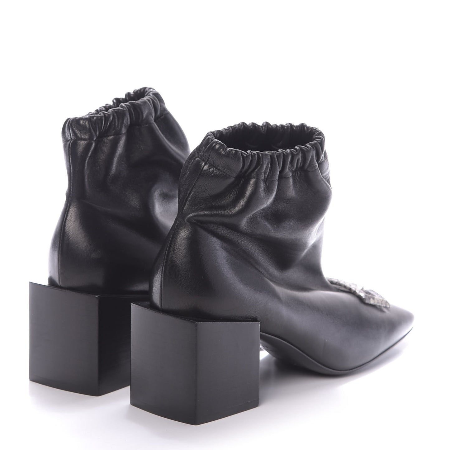 Calfskin Snakeskin Embossed ID Scrunch Bootie 37 Black