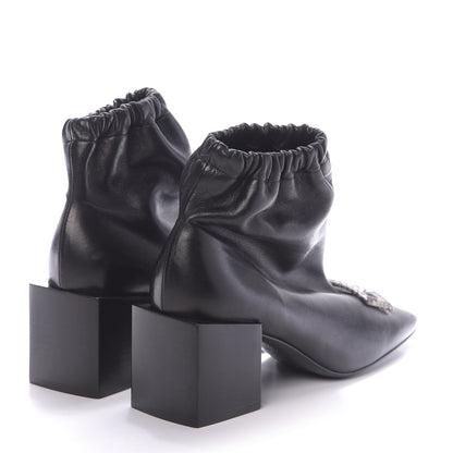 Givenchy Calfskin Snakeskin Embossed ID Scrunch Bootie 37 Black 4 of 10