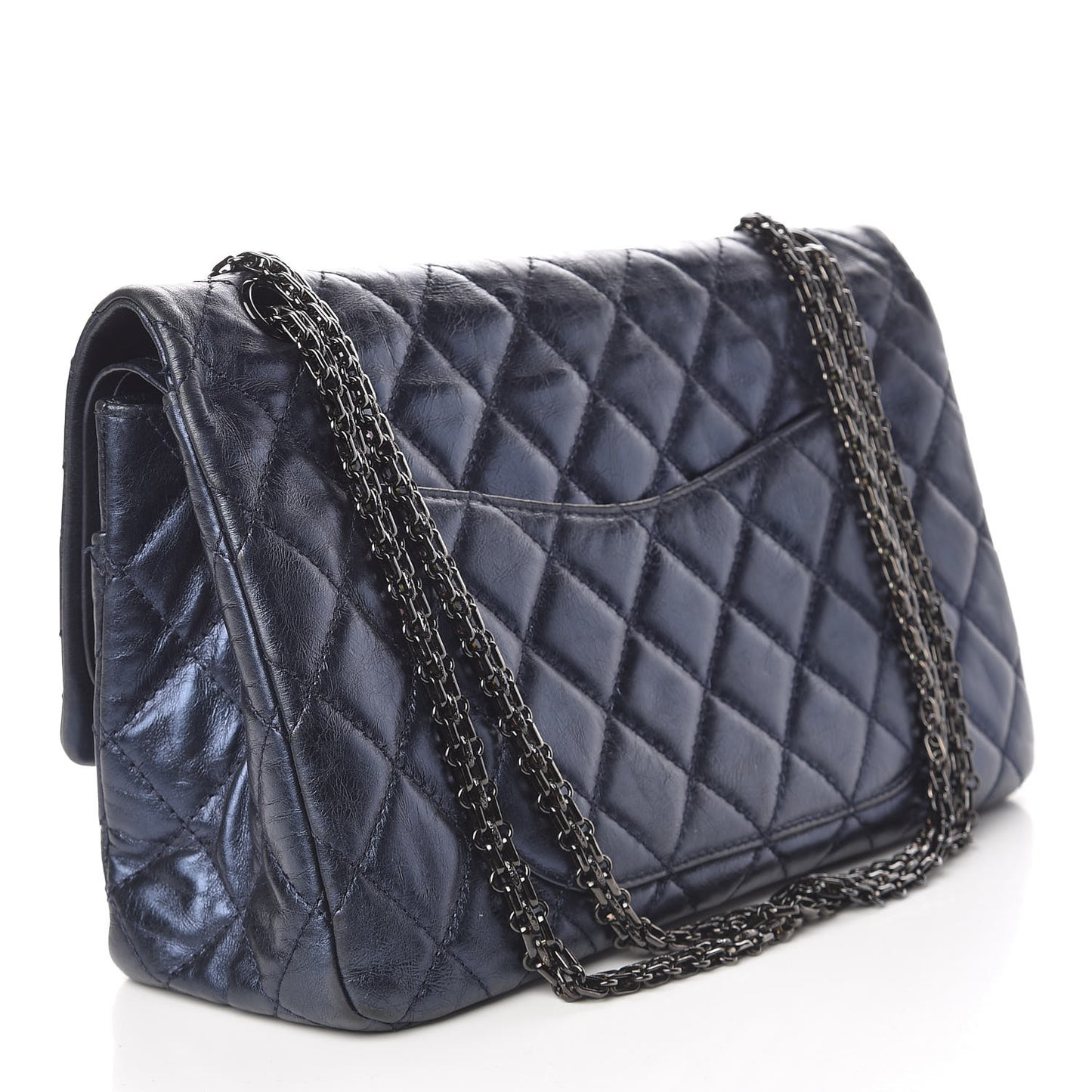Metallic Aged Calfskin Quilted 2.55 Reissue 227 Flap Blue