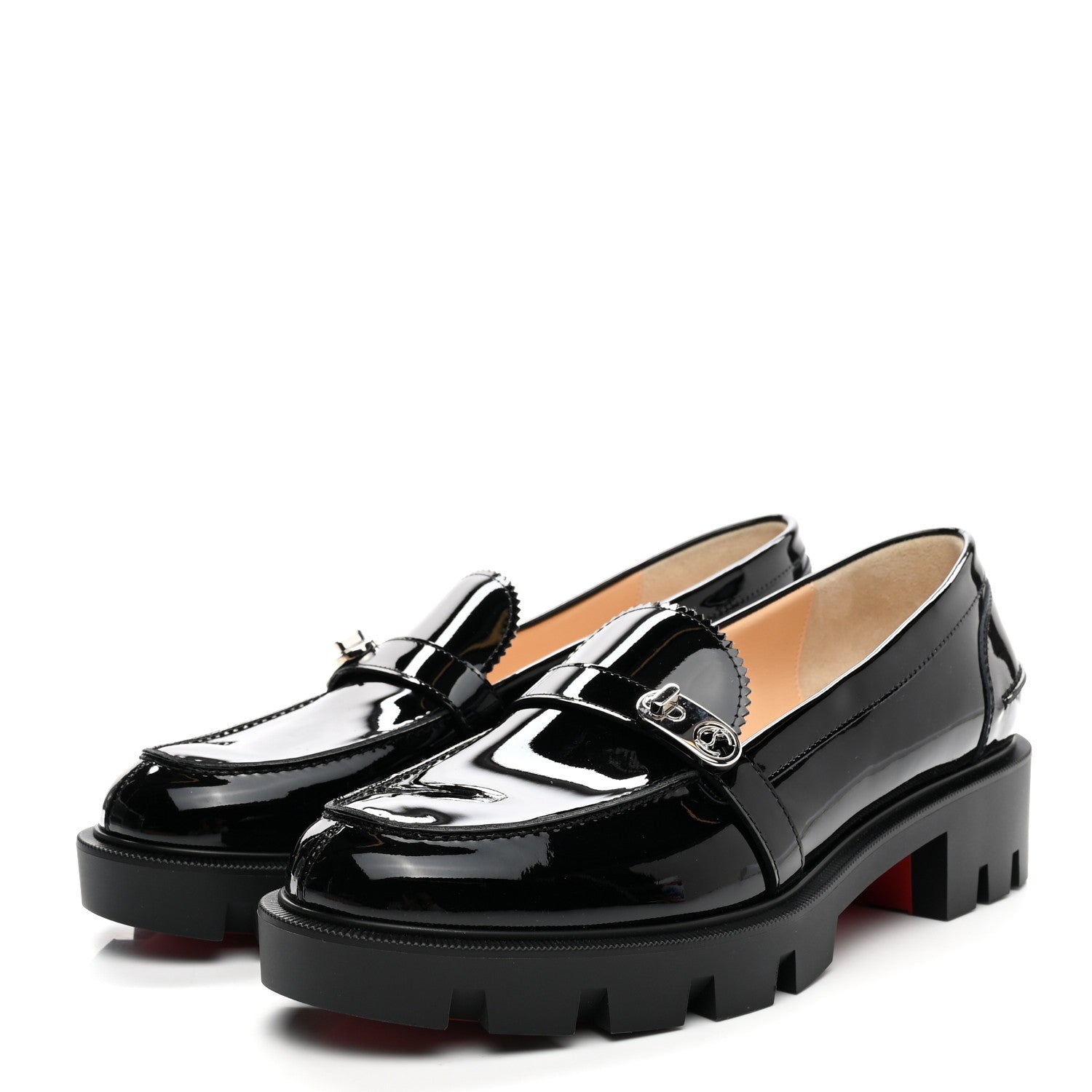 Christian Louboutin Patent Lock Woody Loafers 38 Black 3 of 11