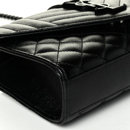 Saint Laurent Grain De Poudre Textured Mixed Matelasse Triquilt Small Monogram Satchel Black 5 of 7