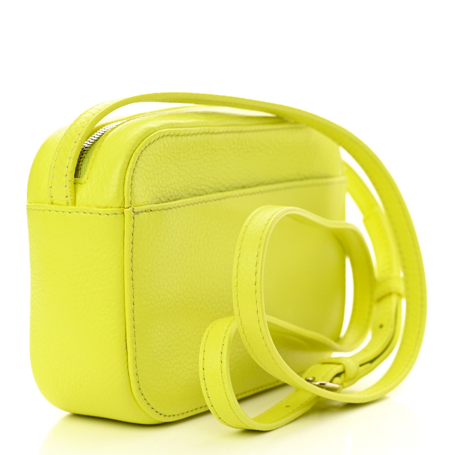 Balenciaga Calfskin Logo XS Everyday Camera Bag Acid Green Black 2 of 12