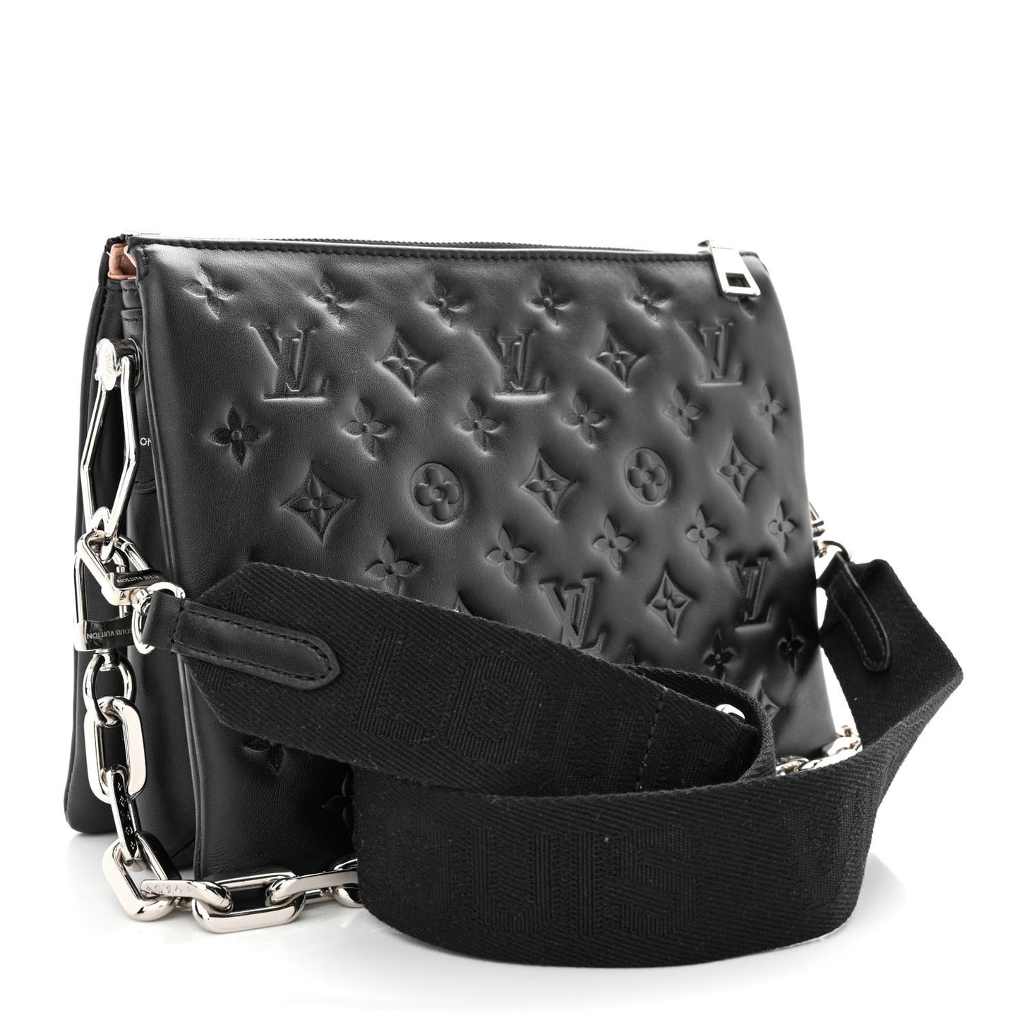 Lambskin Embossed Monogram Coussin PM Black