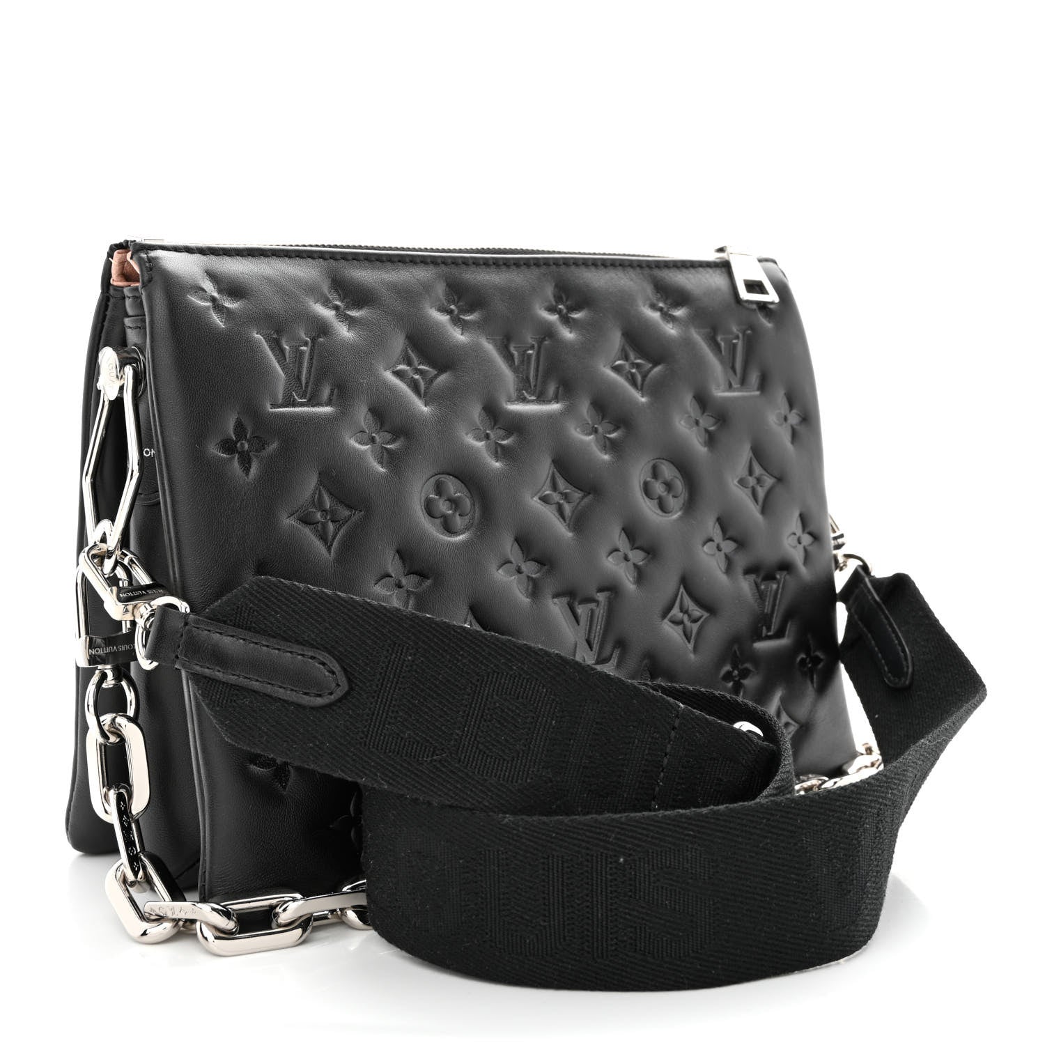 Louis Vuitton Lambskin Embossed Monogram Coussin PM Black 3 of 11