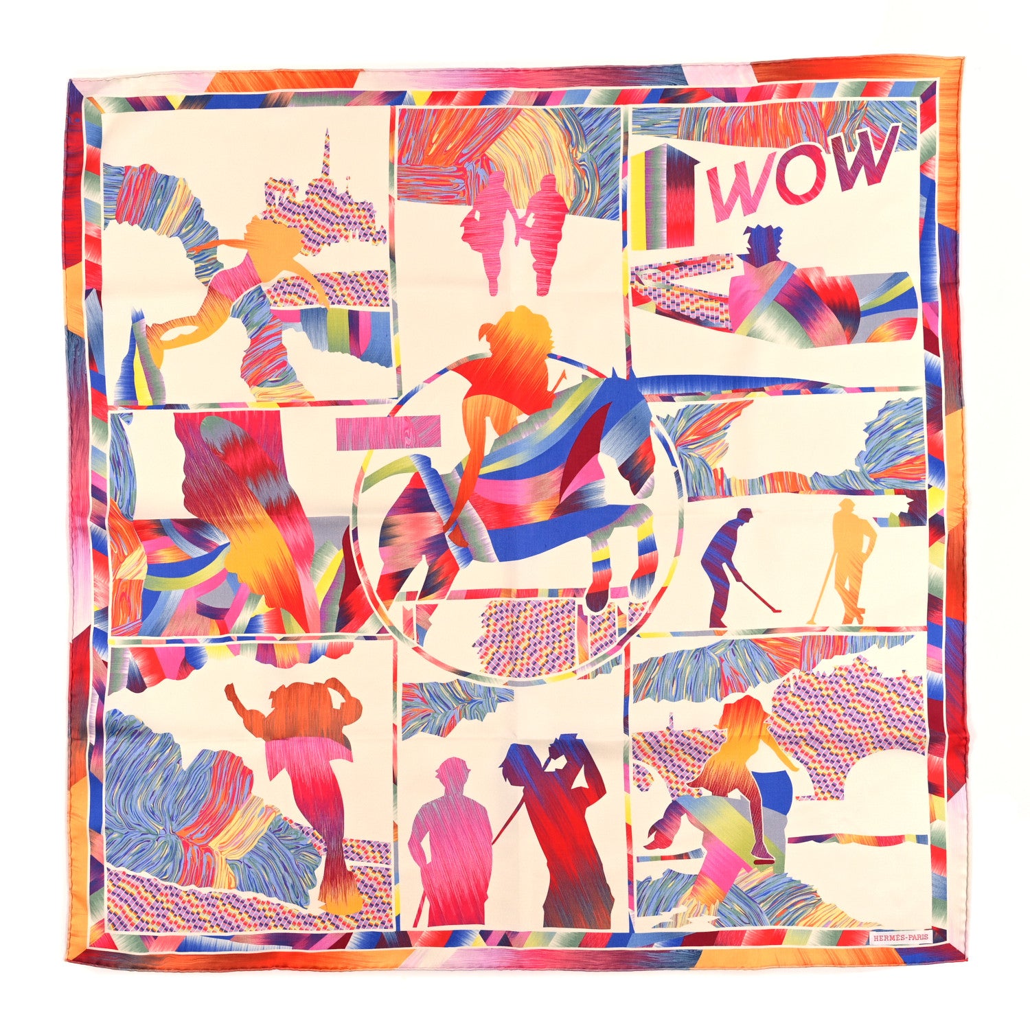 Hermes Silk Wow Marble Scarf 90 Rose White Bleu 1 of 3