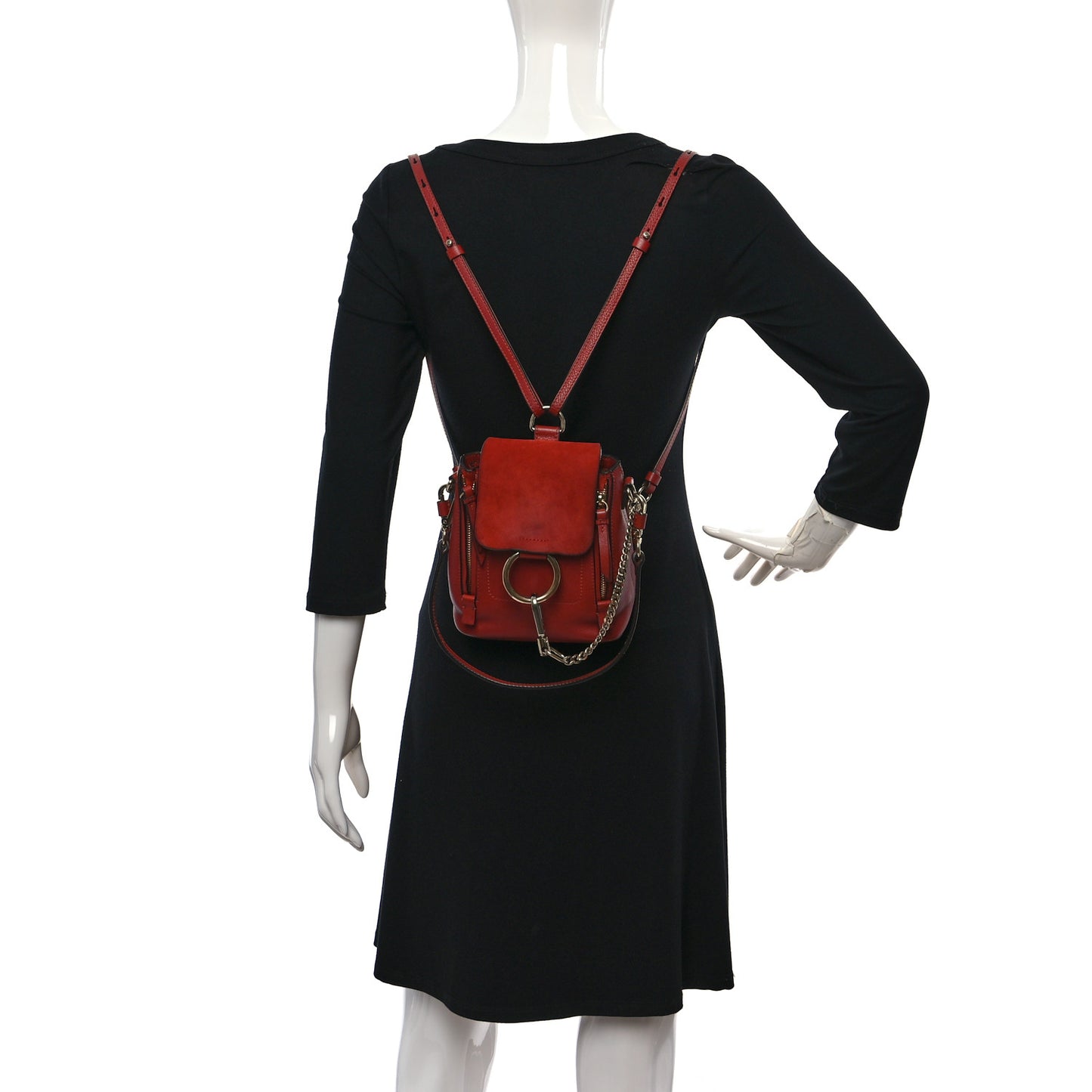 Suede Calfskin Mini Faye Backpack Earthy Red