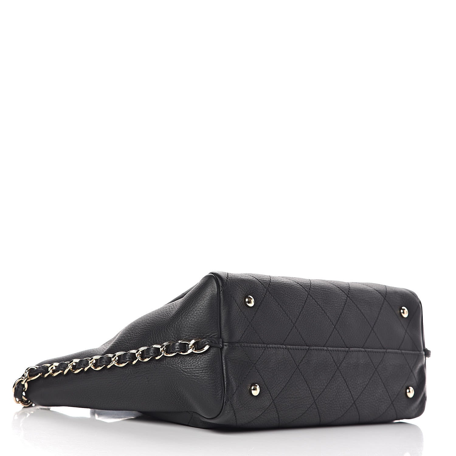 Chanel Bullskin Stitched Small Shopping Tote Black 4 of 11