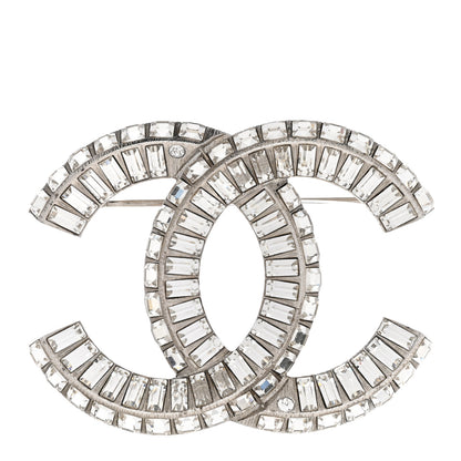 Chanel Baguette Crystal CC Brooch Silver 1 of 5