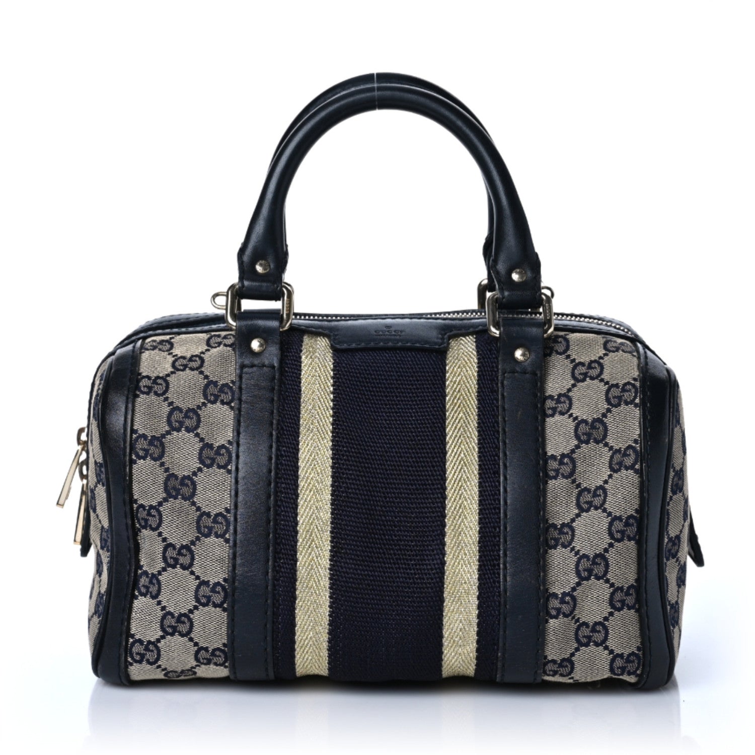 Gucci Monogram Vintage Web Small Boston Navy 1 of 10