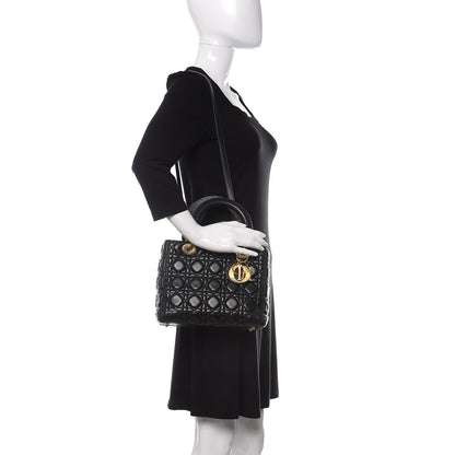 Christian Dior Lambskin Cannage Medium Lady Dior Black 2 of 12