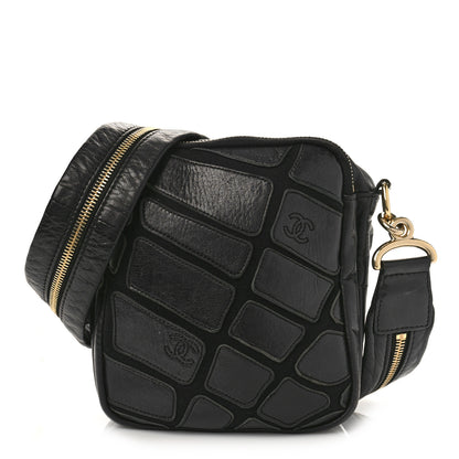 Chanel Lambskin Jersey Scales Zipper Shoulder Bag Black 1 of 10