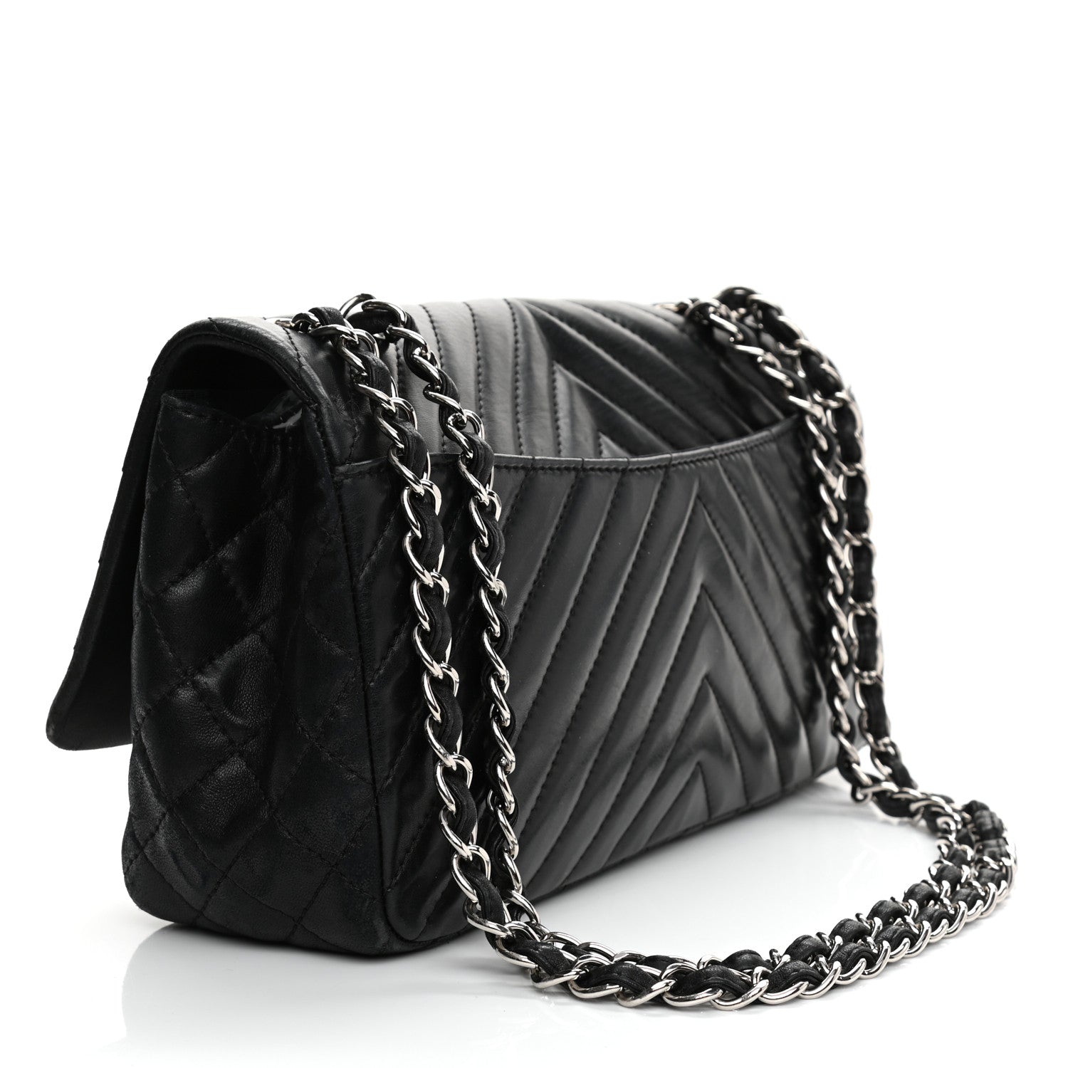 Chanel Lambskin Chevron Quilted Single Flap Black 3 of 11