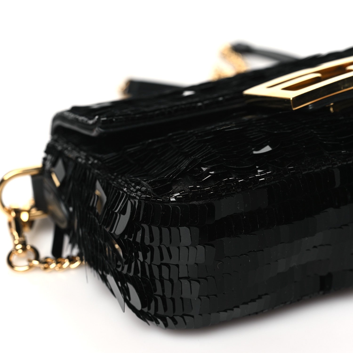Fendi Sequin Paillettes Vitello Grace Sex and the City Mini Baguette Black 9 of 12
