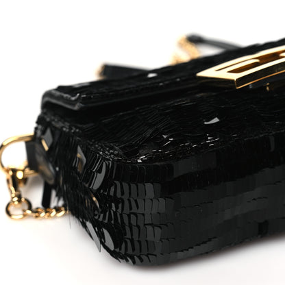 Fendi Sequin Paillettes Vitello Grace Sex and the City Mini Baguette Black 9 of 12