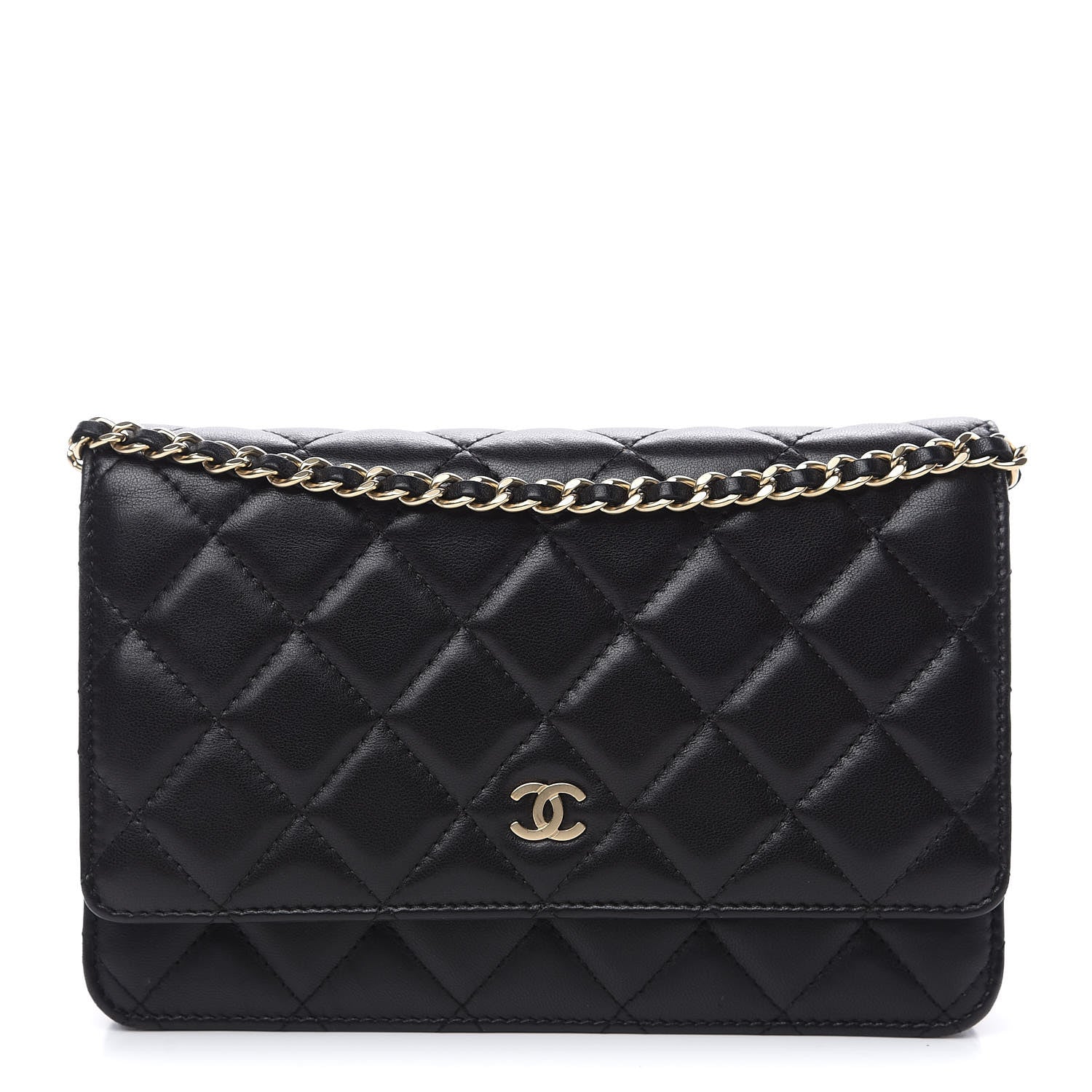 Chanel Lambskin Quilted Wallet On Chain WOC Black 1 of 12