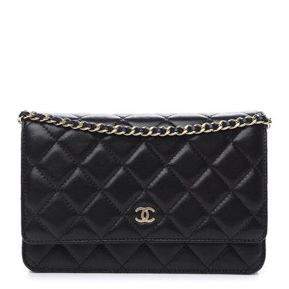 Chanel Lambskin Quilted Wallet On Chain WOC Black 1 of 12