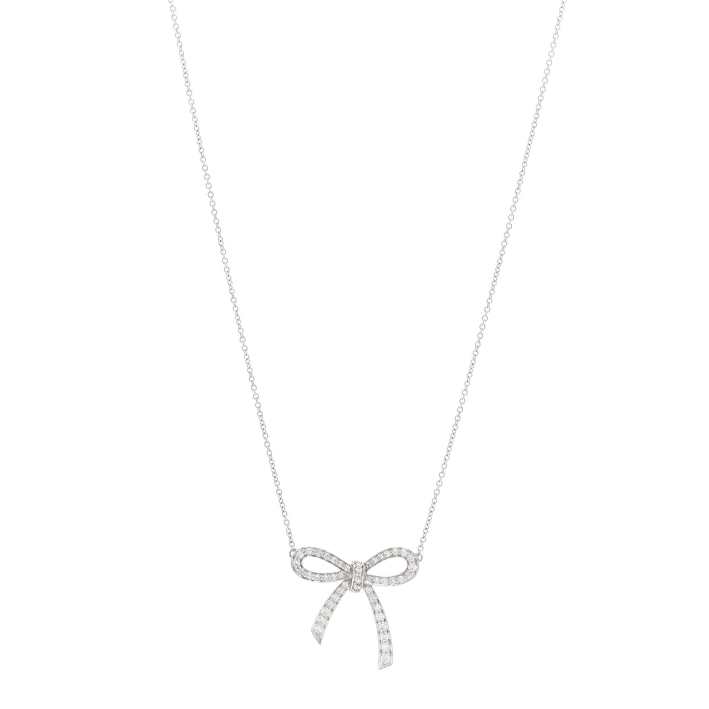 Platinum Diamond Bow Pendant Necklace