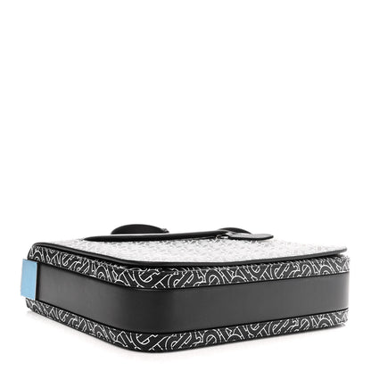 Burberry Calfskin Monogram TB Print Messenger Bag Black White 4 of 9