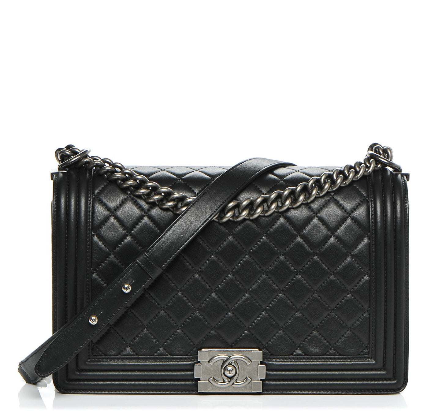 Calfskin Quilted New Medium Boy Flap Black