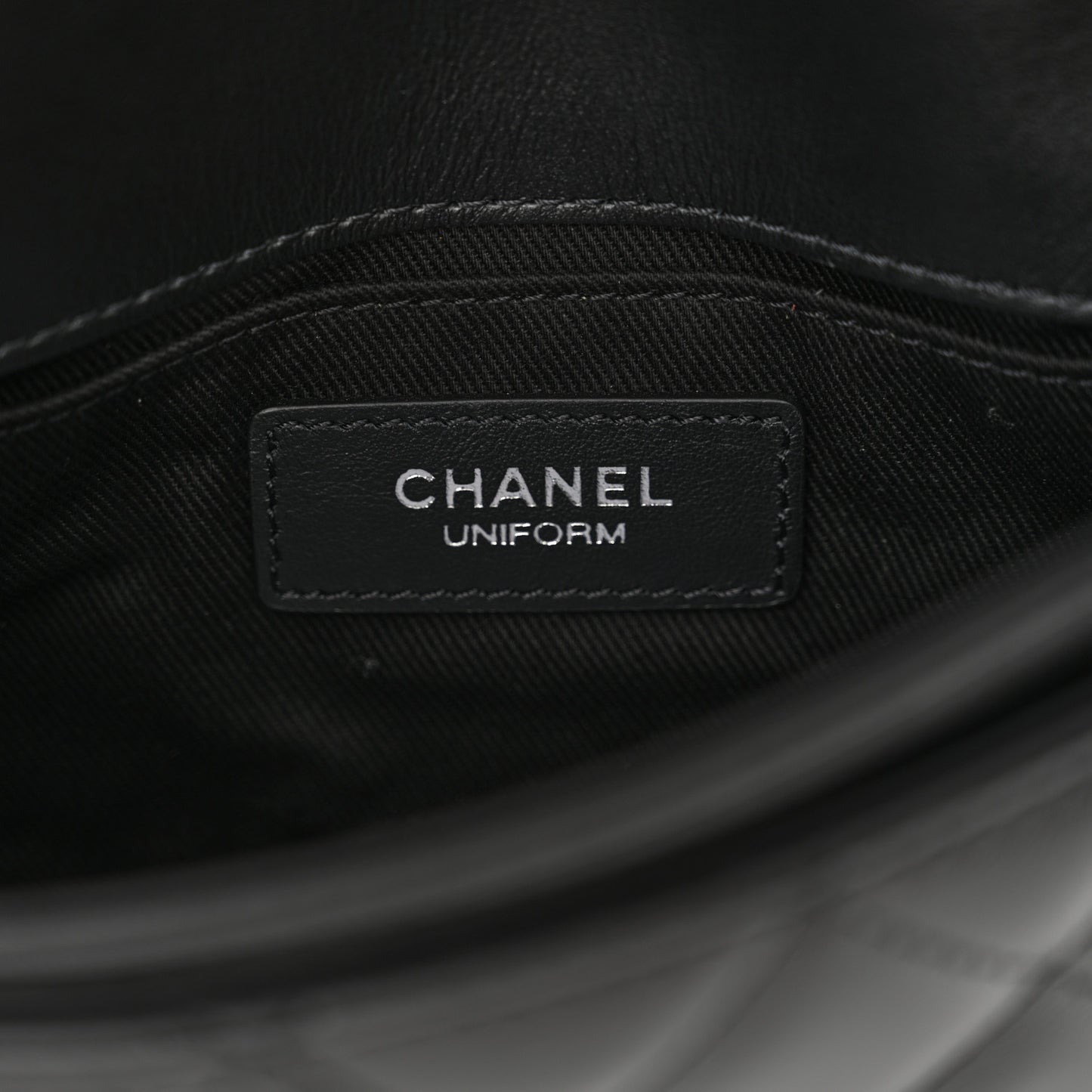 Calfskin Quilted CC Uniform Flap Belt Bag Black
