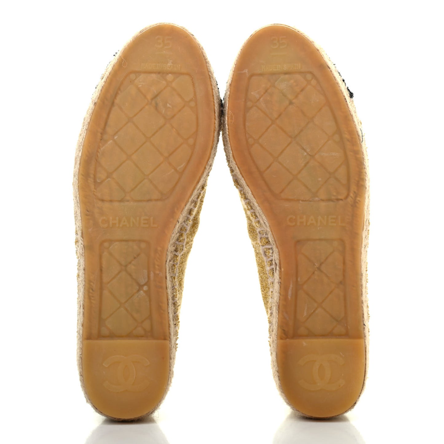Metallic Terrycloth CC Espadrilles 35 Black Gold