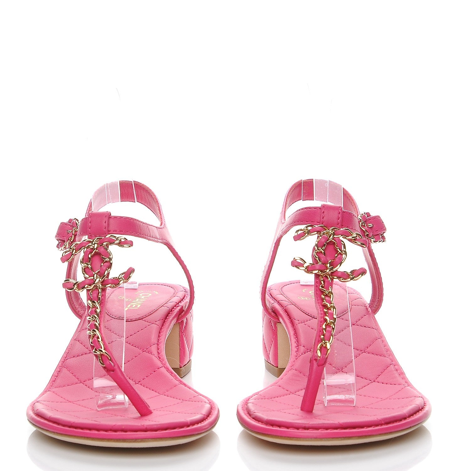 Chanel Lambskin CC Chain Thong Sandals 39.5 Fuchsia 2 of 8