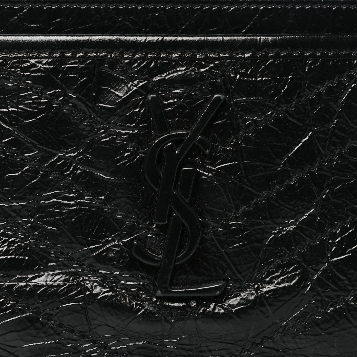 Crinkled Calfskin Matelasse Monogram Niki Bill Pouch Black