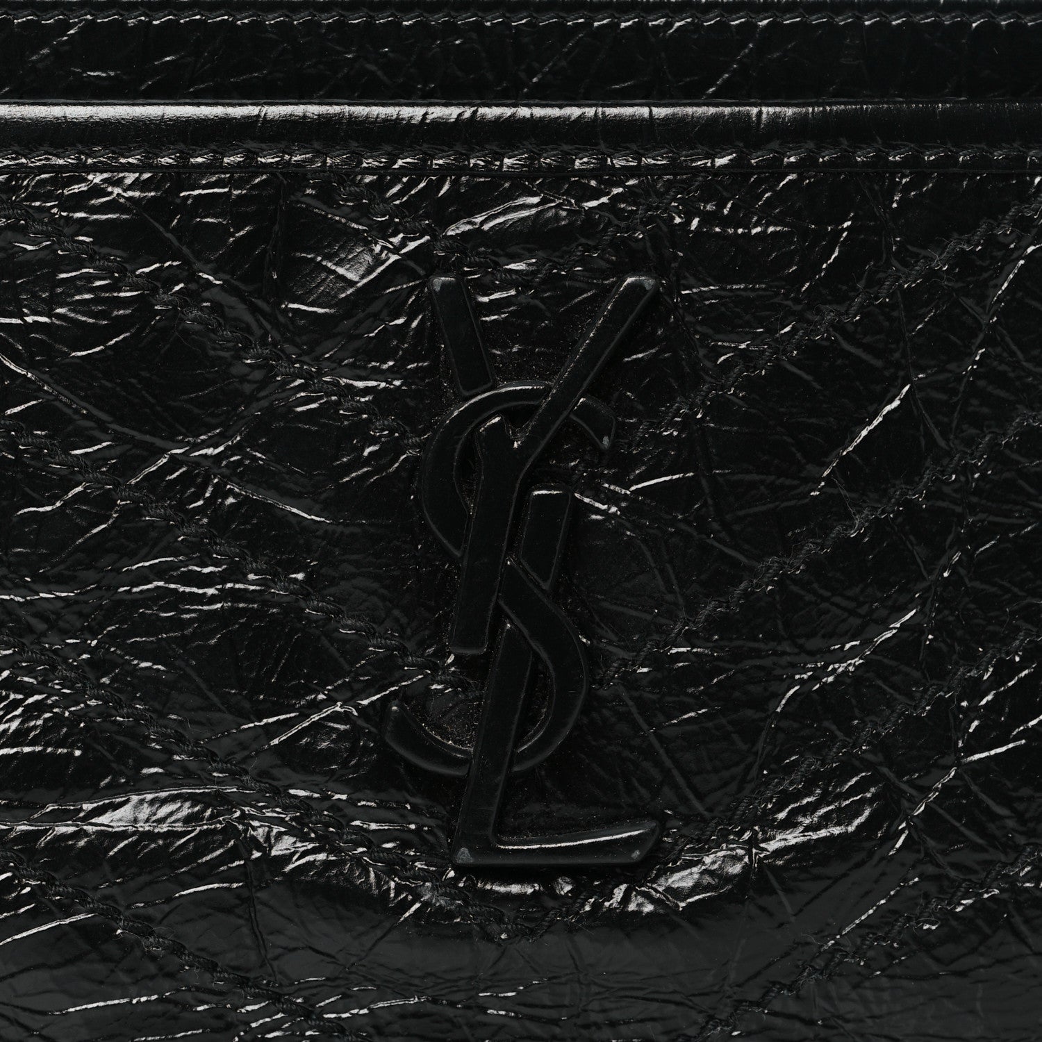Saint Laurent Crinkled Calfskin Matelasse Monogram Niki Bill Pouch Black 8 of 8