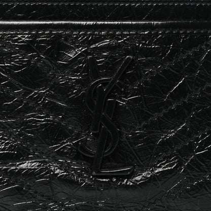 Saint Laurent Crinkled Calfskin Matelasse Monogram Niki Bill Pouch Black 8 of 8