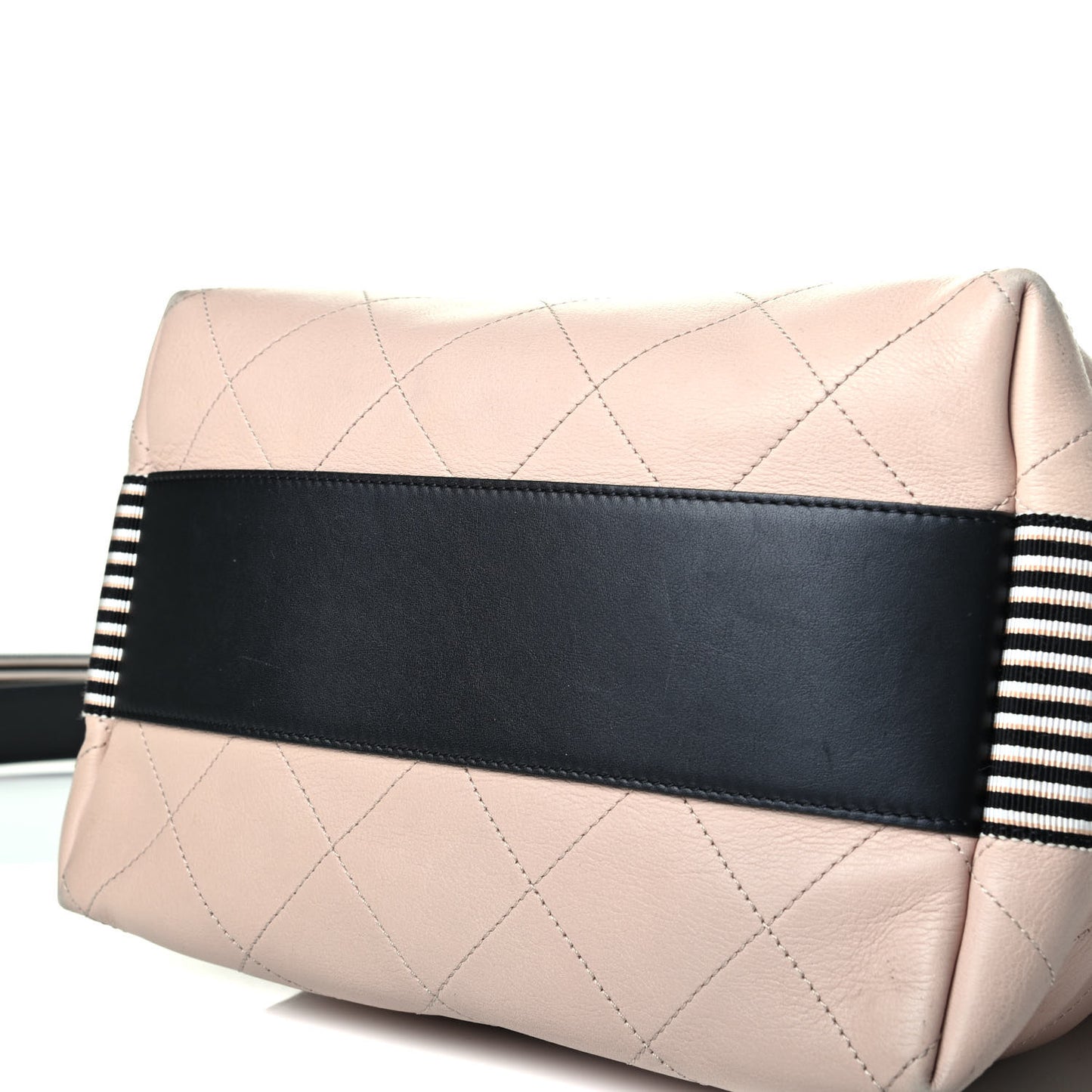 Calfskin Stitched Large Button Up Hobo Beige