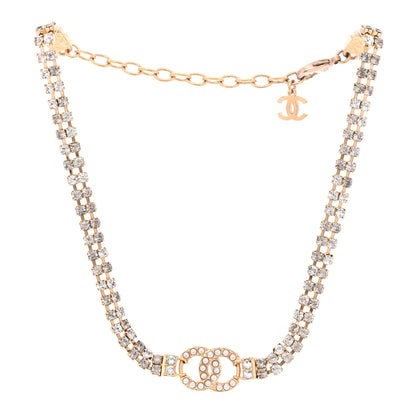 Chanel Crystal Pearl CC Choker Necklace Gold 3 of 6