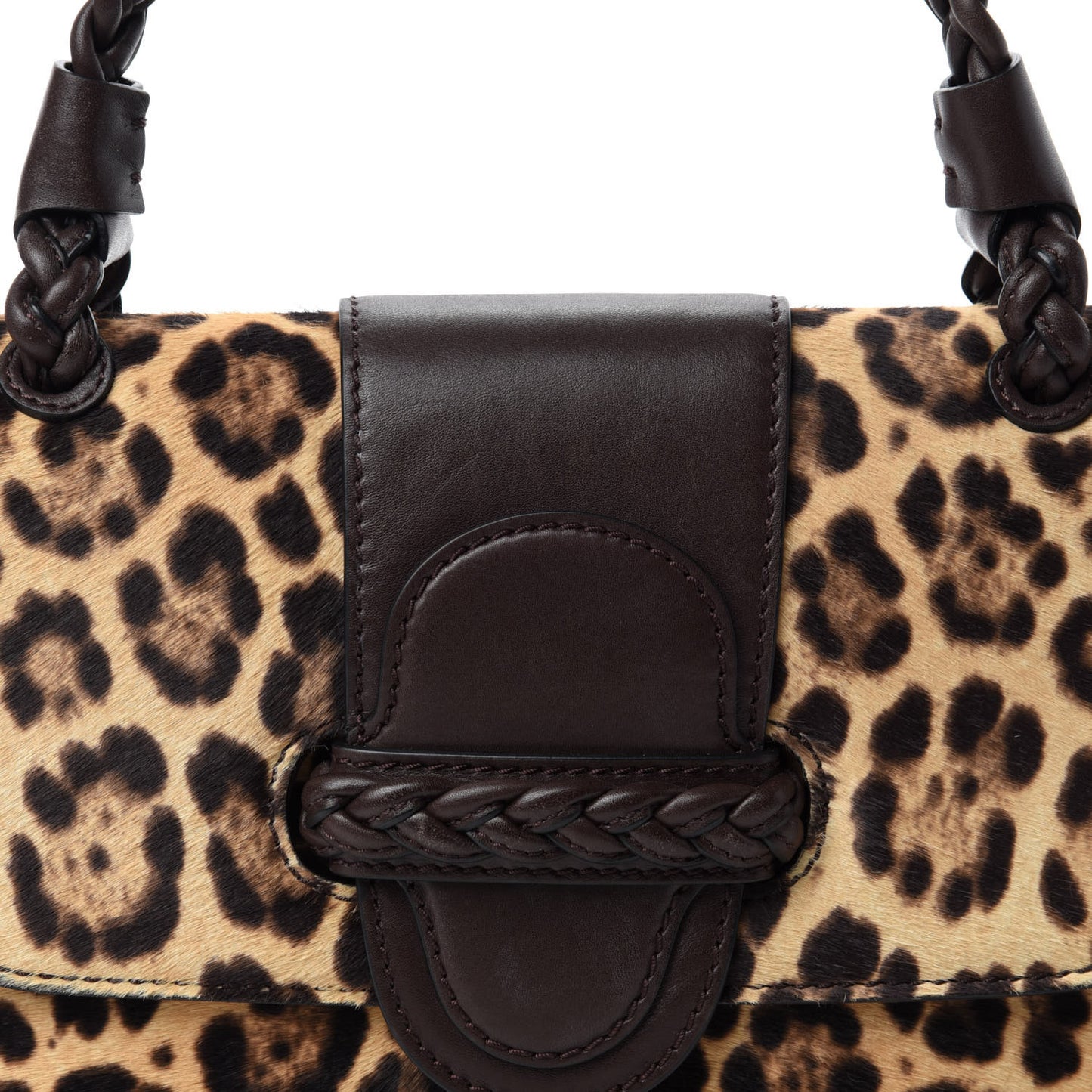 Calf Hair Leopard Print Handbag