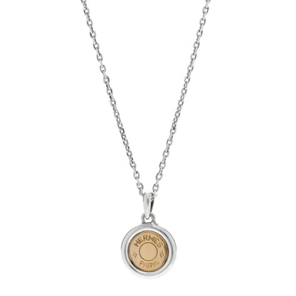 Hermes Sterling Silver 18K Yellow Gold Sellier Pendant Necklace 1 of 7