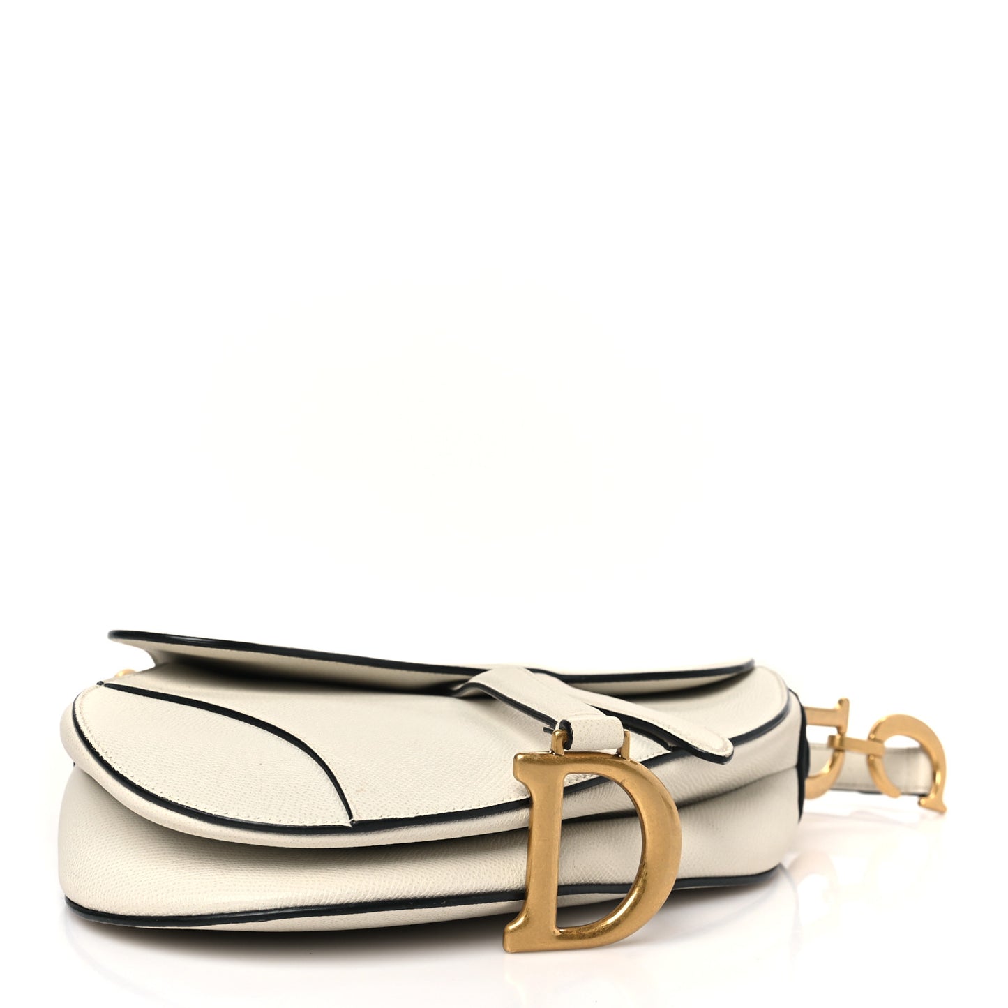 Grained Calfskin Saddle Bag White