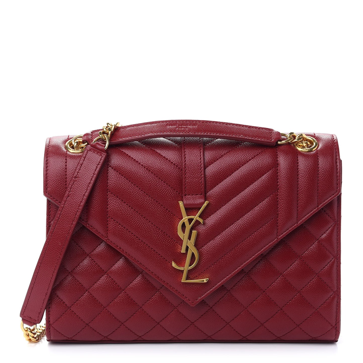 Grain De Poudre Textured Mixed Matelasse Triquilt Medium Monogram Satchel Oxblood