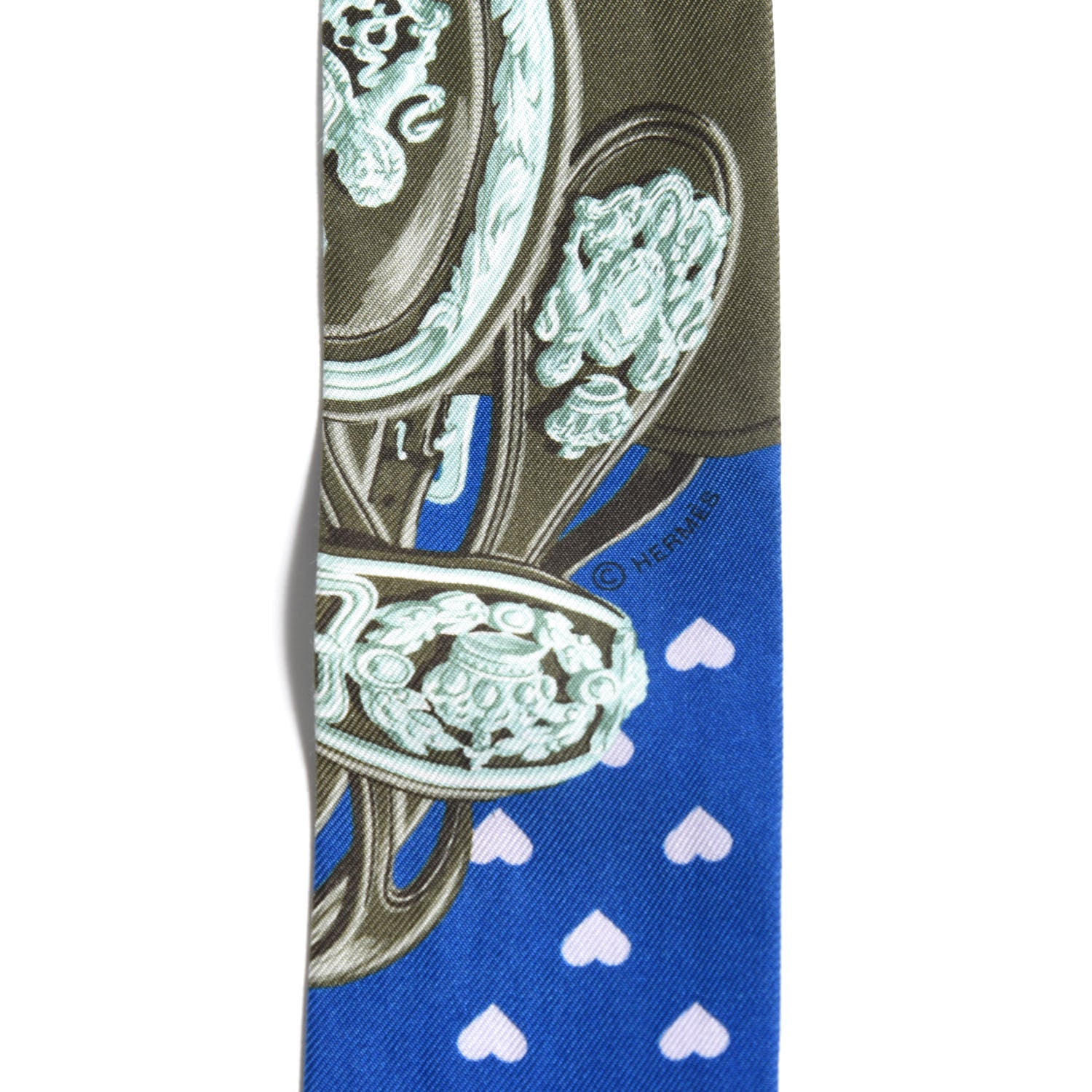 Hermes Silk Brides De Gala Love Twilly Cobalt Kaki Turquoise 3 of 4