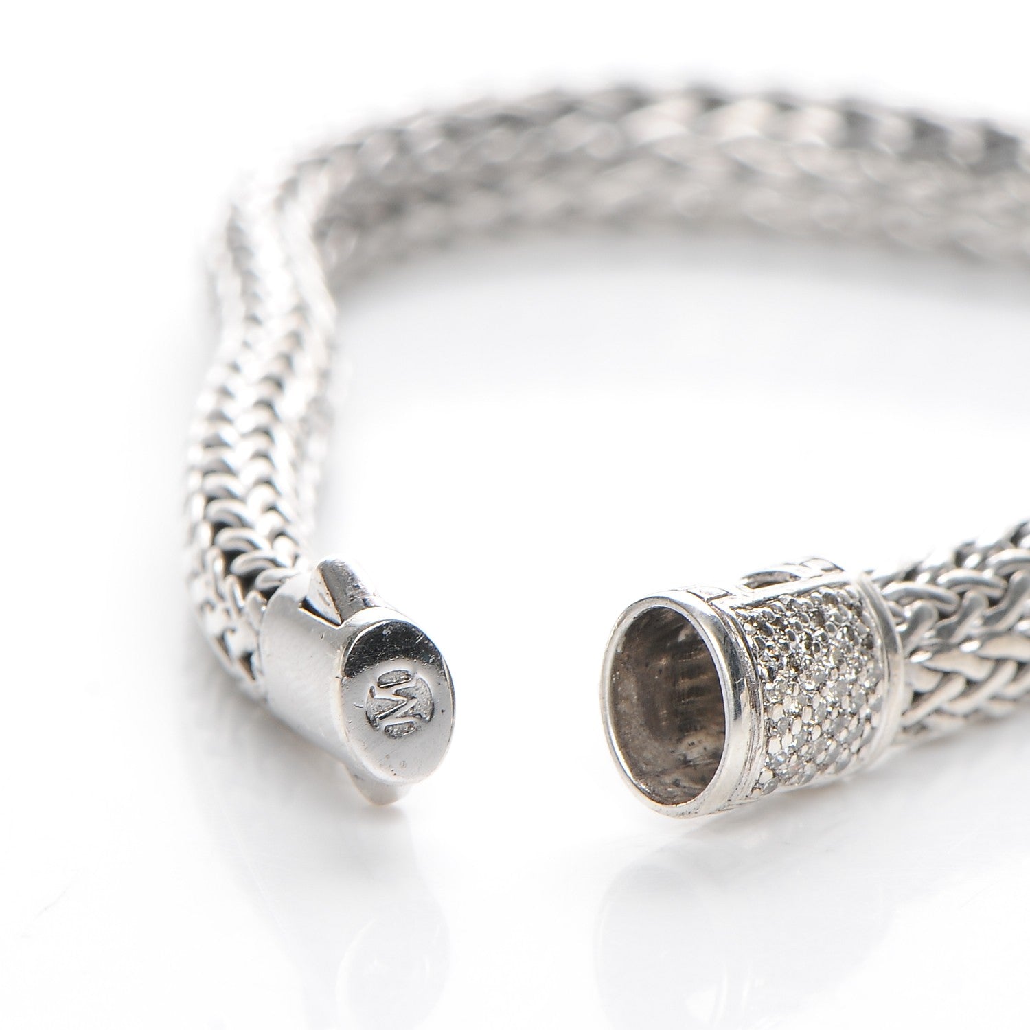 John Hardy Sterling Silver Pave Diamond Medium Classic Chain Clasp Bracelet 5 of 5