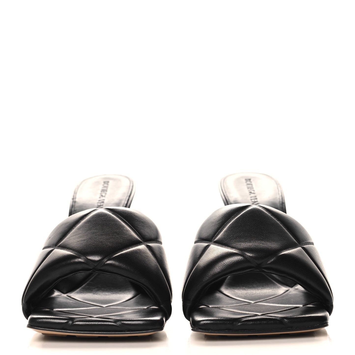 Nappa Quilted Rubber Lido Mule Sandals 38 Black
