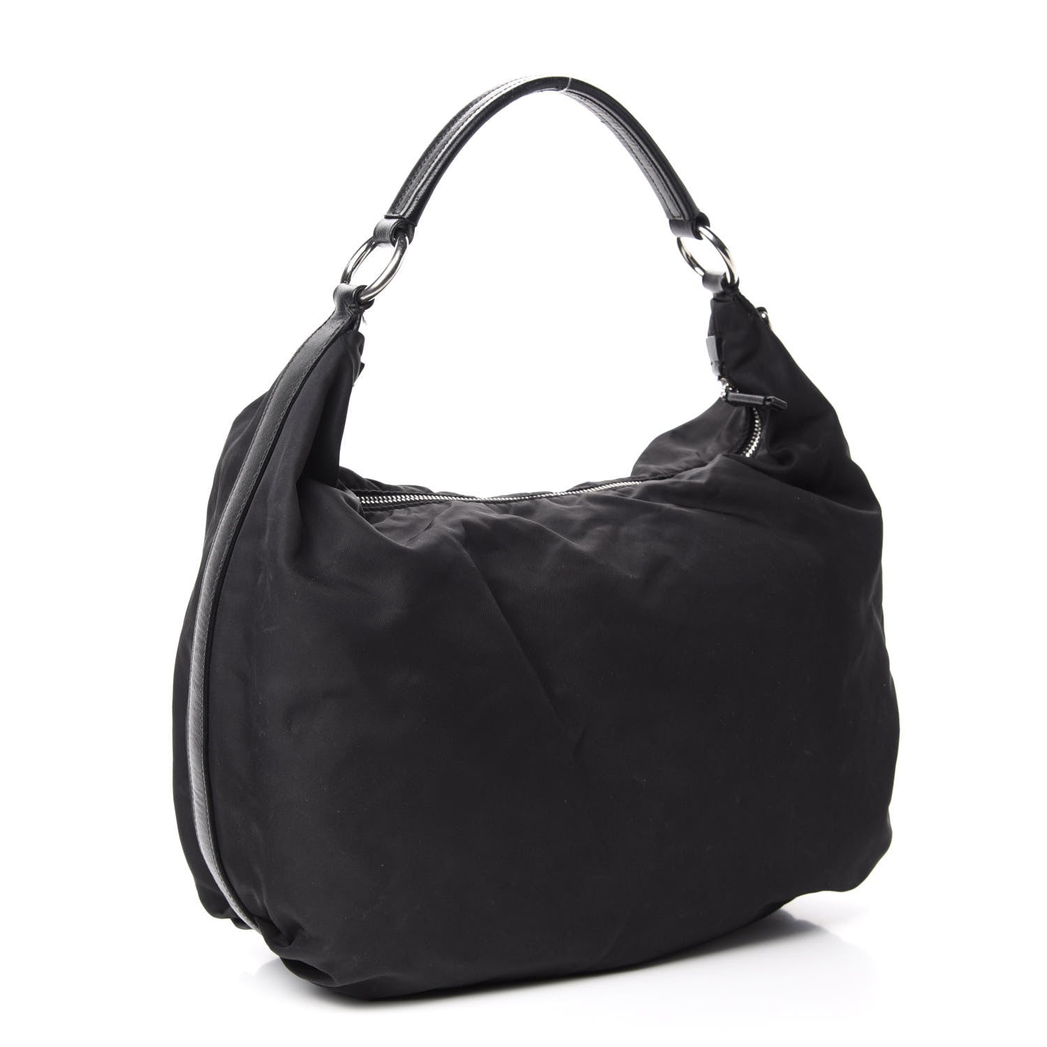 Prada Tessuto Nylon Saffiano Hobo Black 3 of 13