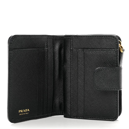 Prada Nylon Saffiano Metal Compact Wallet Black 6 of 7