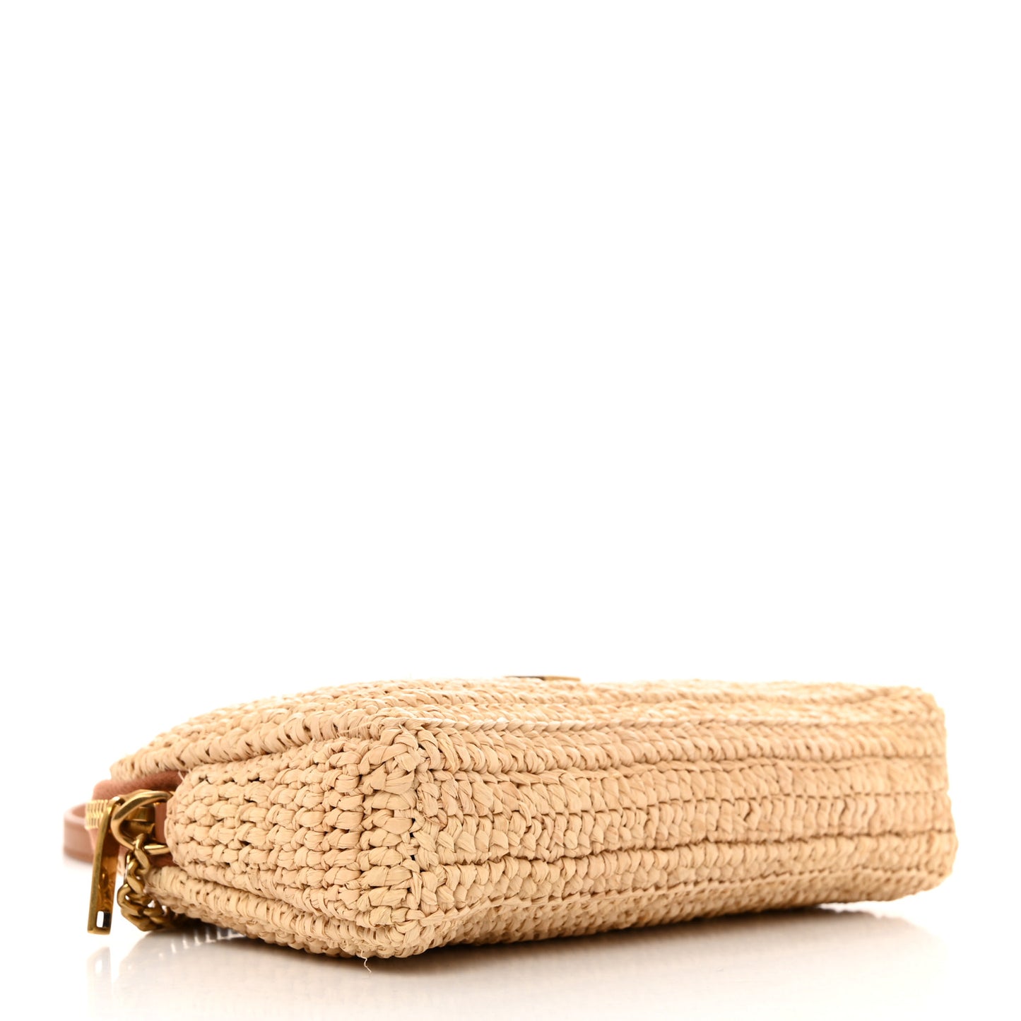 Raffia Calfskin Gaby Crossbody Bag Natural Brick