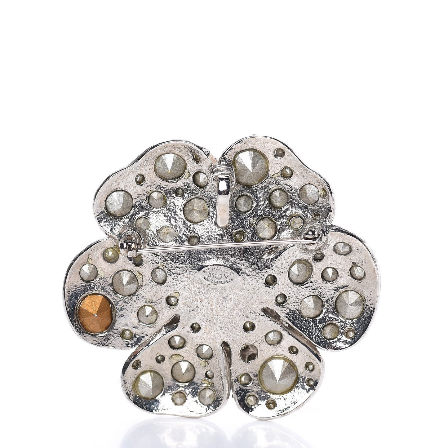 Swarovski Crystal Camellia CC Brooch Silver