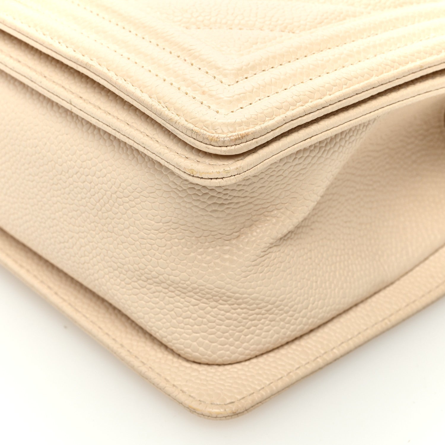 Chanel Caviar Chevron Quilted Medium Boy Flap Light Beige 10 of 10
