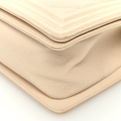 Chanel Caviar Chevron Quilted Medium Boy Flap Light Beige 10 of 10