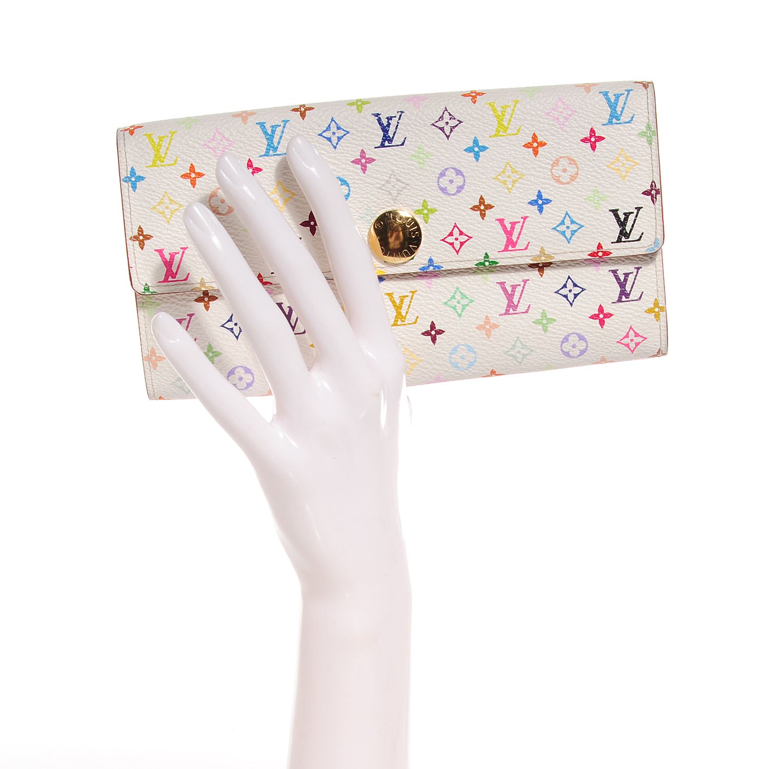 Louis Vuitton Monogram Multicolor Sarah Wallet White 2 of 7
