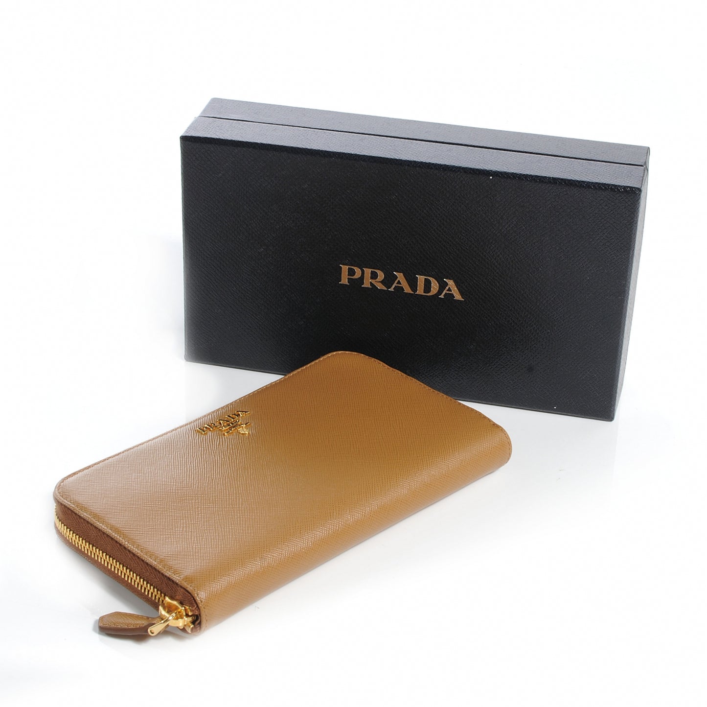 Saffiano Zip Around Wallet Caramel