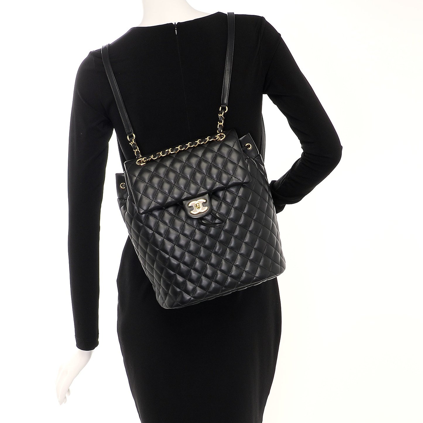 Lambskin Quilted Large Urban Spirit Backpack Black