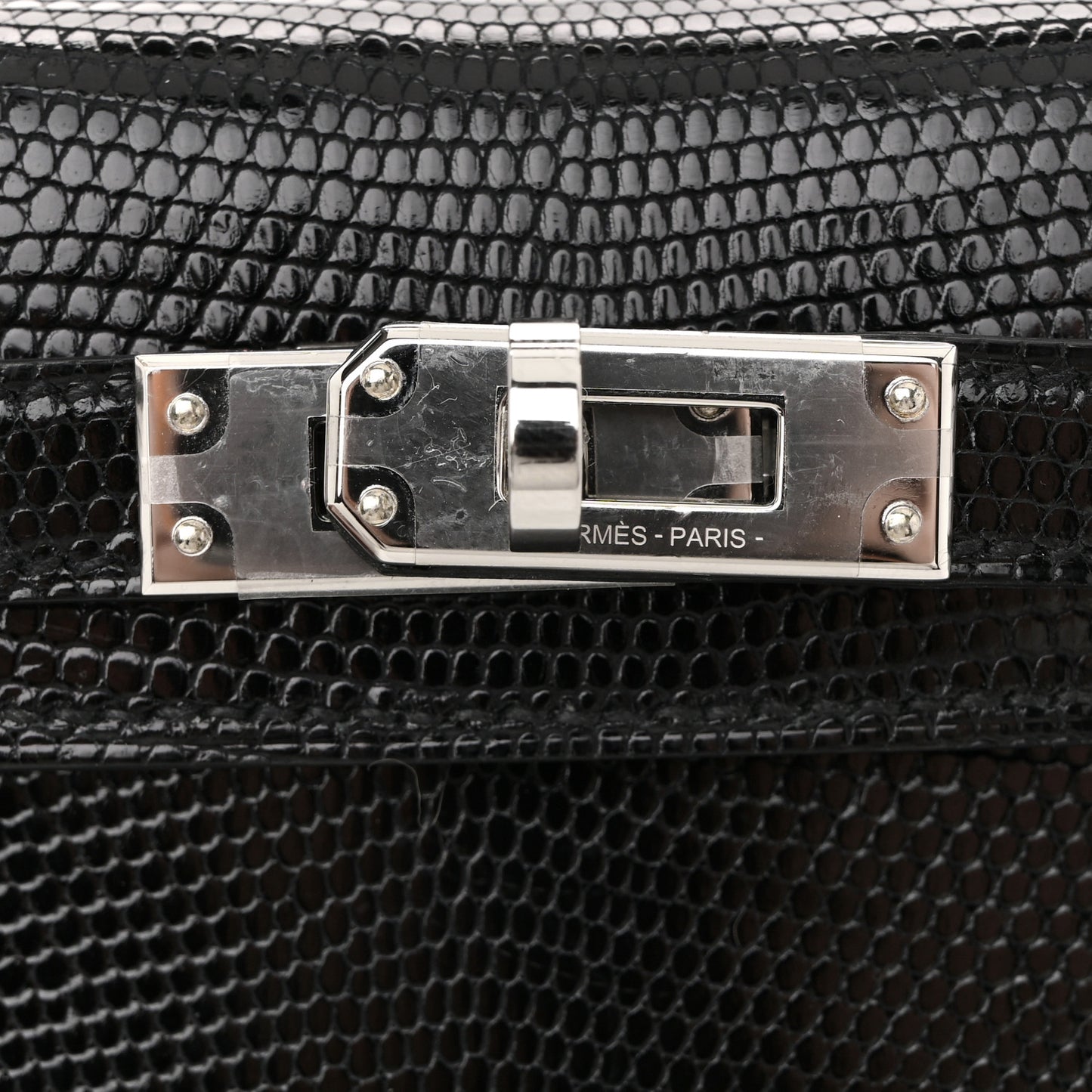 Shiny Lizard Mini Kelly Sellier 20 Black